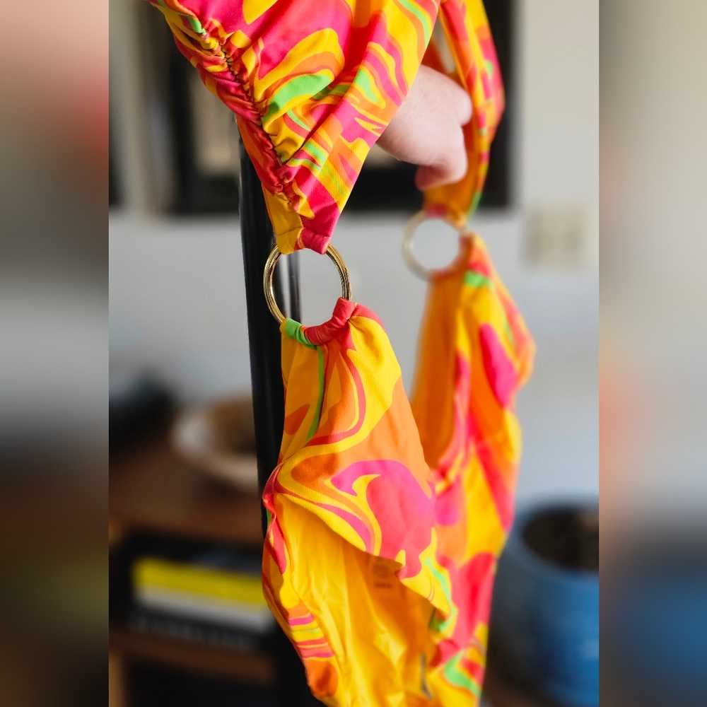 WeWoreWhat Asymmetrical Cross Over One Piece Swimsuit Cherry Red - Picture 2 of 7
